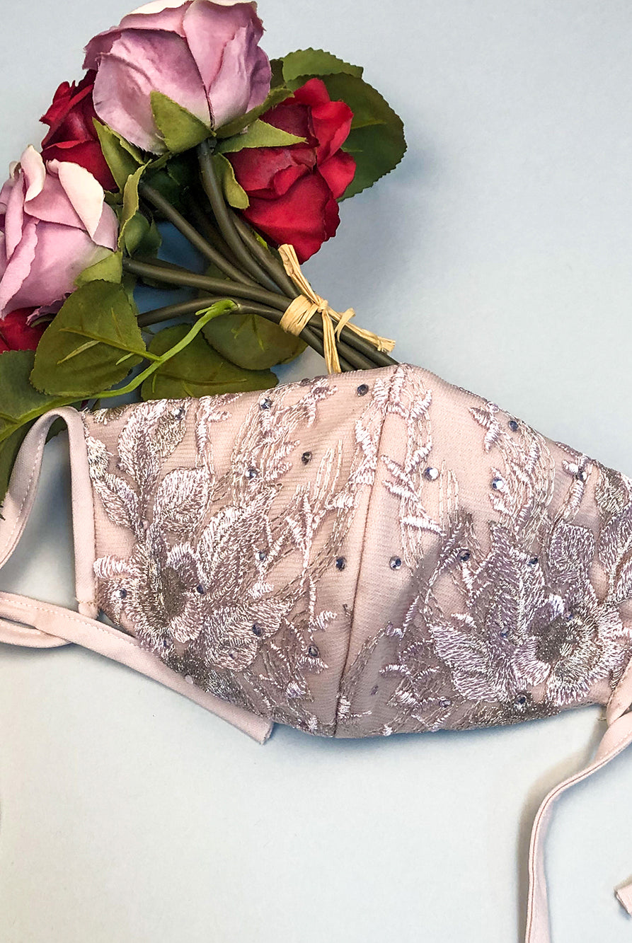 Embroidered Mesh Boat Neck A-Line Long Dress Sheer Back - Mask Not Included GLGL1923-GALA-smcfashion.com