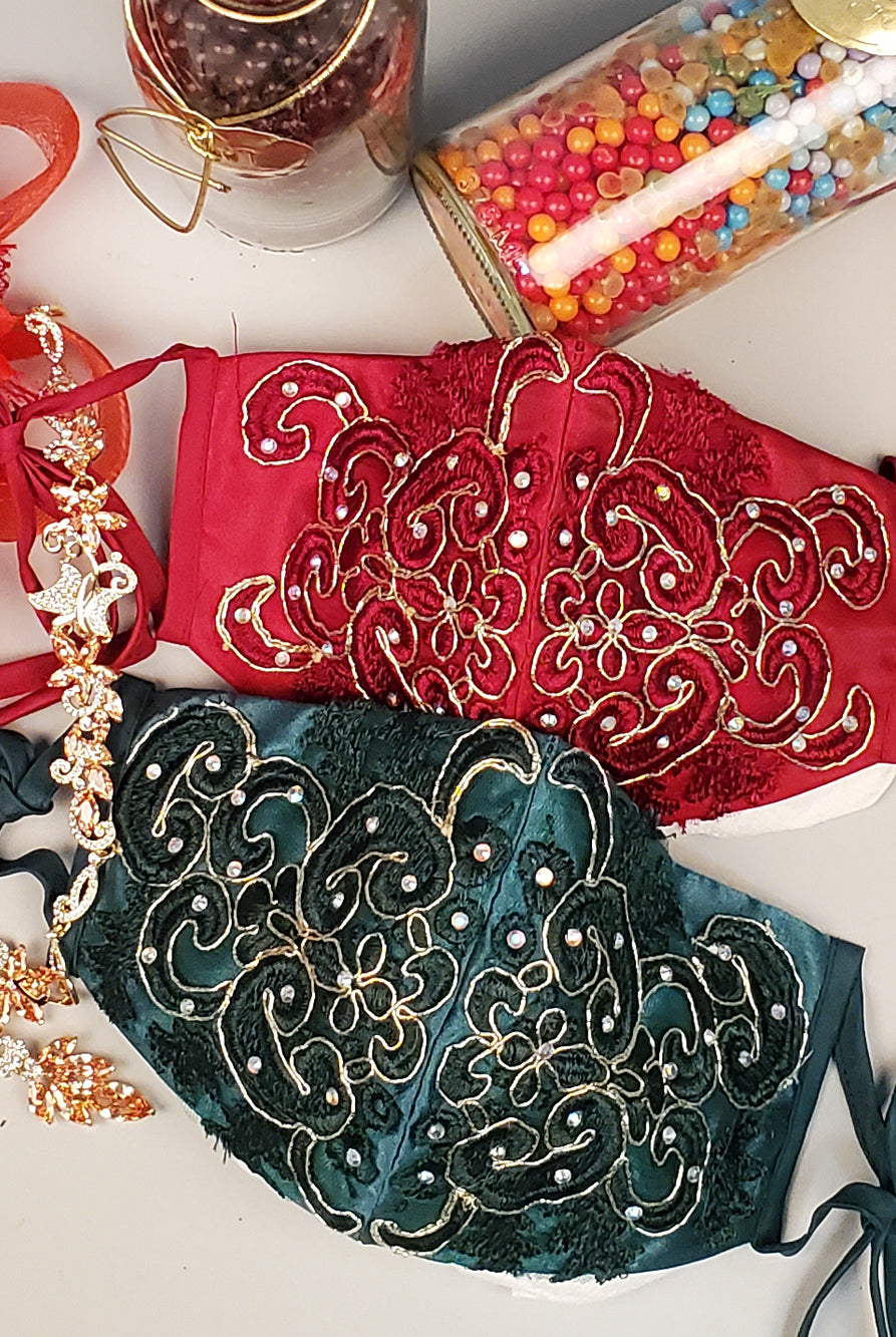 Embroidered Mesh Strap Satin Quinceanera Dress Mesh Tail - Mask Not Included GLGL1930-QUINCEANERA-smcfashion.com