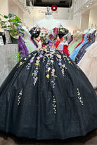 3D Flower Applique w/ Detachable Short Sleeves Mesh Long Quinceanera Dress GLGL3177-QUINCEANERA-smcfashion.com