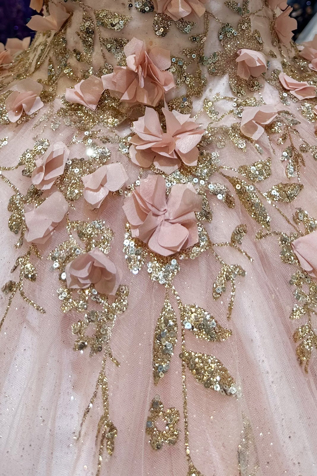 Glitter 3D Flower Applique Mesh w/ Long Mesh Cape Long Quinceanera Dress GLGL3179-QUINCEANERA-smcfashion.com