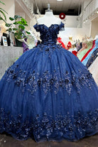 Glitter 3D Flower Applique Mesh w/ Long Mesh Cape Long Quinceanera Dress GLGL3179-QUINCEANERA-smcfashion.com