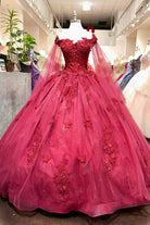 Jewel Glitter Mesh w/ Detachable Side Mesh Drapes Long Quincenera Dress GLGL3181-QUINCEANERA-smcfashion.com