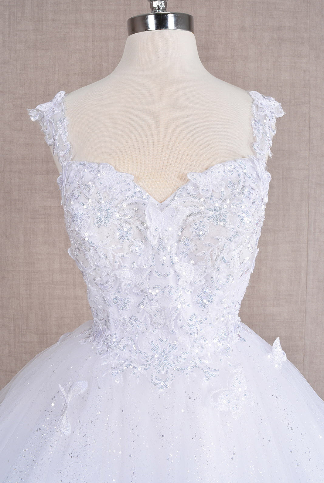 Butterfly Applique Sequin Mesh Babydoll w/ Sheer Straps Short Homecoming Dress GLGS3186-HOMECOMING-smcfashion.com