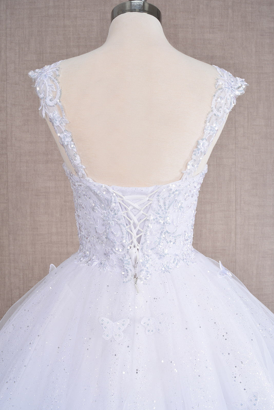 Butterfly Applique Sequin Mesh Babydoll w/ Sheer Straps Short Homecoming Dress GLGS3186-HOMECOMING-smcfashion.com