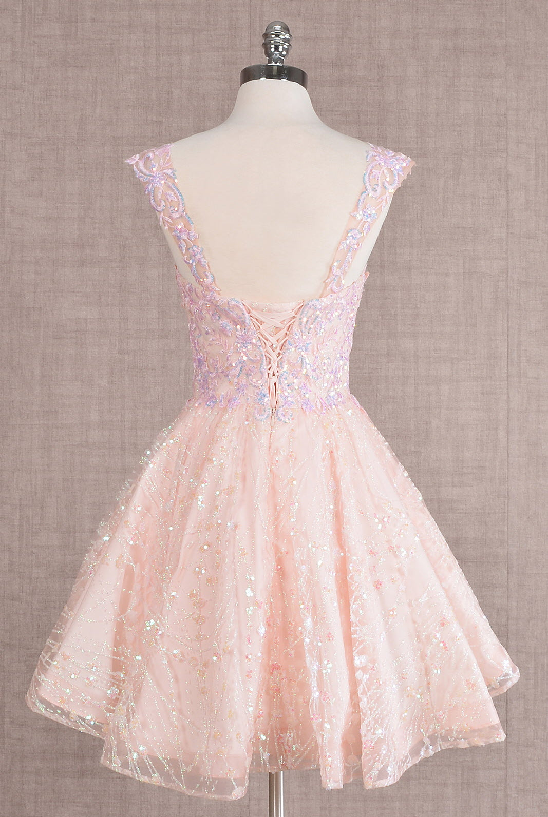 Butterfly Applique Mesh Babydoll w/ Detachable Side Mesh Drapes Short Homecoming Dress GLGS3187-HOMECOMING-smcfashion.com