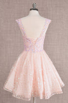 Butterfly Applique Mesh Babydoll w/ Detachable Side Mesh Drapes Short Homecoming Dress GLGS3187-HOMECOMING-smcfashion.com