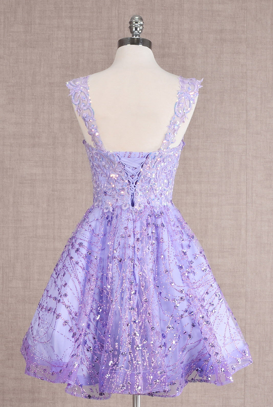 Butterfly Applique Mesh Babydoll w/ Detachable Side Mesh Drapes Short Homecoming Dress GLGS3187-HOMECOMING-smcfashion.com