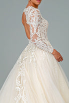 Illusion V-Neck Embroidered Mesh Wedding Gown Sequin Lining GLGL1804-WEDDING GOWNS-smcfashion.com