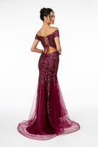 Sweetheart Neckline Glitter Mesh Long Dress Cut-Out Back GLGL1823-PROM-smcfashion.com