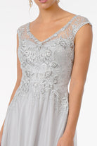 Embroidered Bodice V-Neck Long Dress V-Back GLGL1826-SPECIAL-smcfashion.com