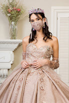 Sweethearted Ruffle Tail Quinceanera Dress Detached Mesh Sleeve - Mask Not Included GLGL1912-QUINCEANERA-smcfashion.com