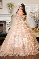 Cut-Away Shoulder Sweethearted Glitter Mesh Quinceanera Dress GLGL1926-QUINCEANERA-smcfashion.com