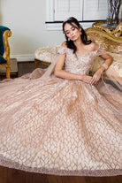 Cut-Away Shoulder Sweethearted Glitter Mesh Quinceanera Dress GLGL1926-QUINCEANERA-smcfashion.com