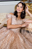 Cut-Away Shoulder Sweethearted Glitter Mesh Quinceanera Dress GLGL1926-QUINCEANERA-smcfashion.com