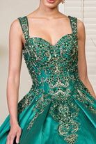 Embroidered Mesh Strap Satin Quinceanera Dress Mesh Tail - Mask Not Included GLGL1930-QUINCEANERA-smcfashion.com