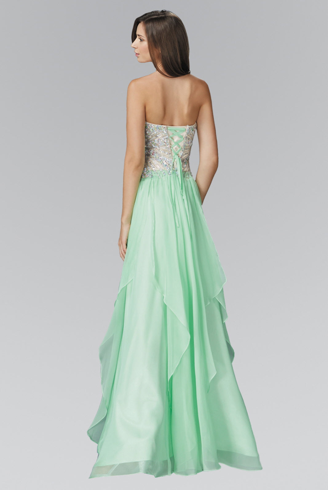 Strapless Sweetheart Chiffon Long Dress with Sequin Embellished Bodice GLGL2092-PROM-smcfashion.com