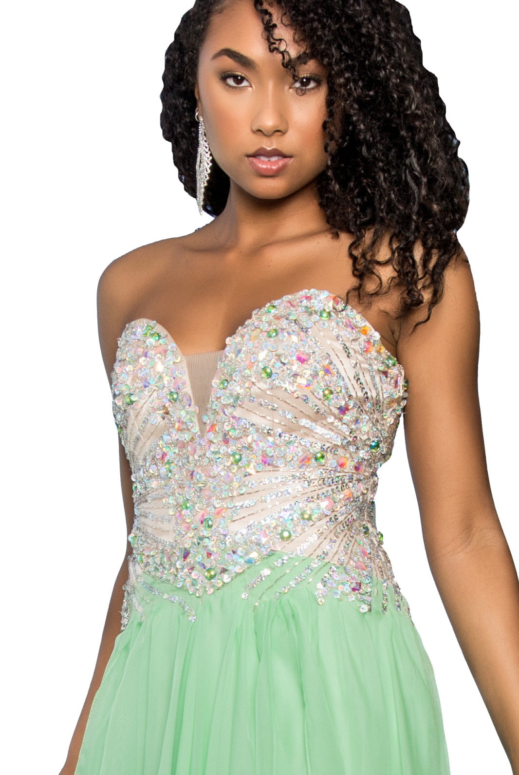 Strapless Sweetheart Chiffon Long Dress with Sequin Embellished Bodice GLGL2092-PROM-smcfashion.com
