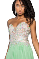 Strapless Sweetheart Chiffon Long Dress with Sequin Embellished Bodice GLGL2092-PROM-smcfashion.com