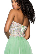 Strapless Sweetheart Chiffon Long Dress with Sequin Embellished Bodice GLGL2092-PROM-smcfashion.com