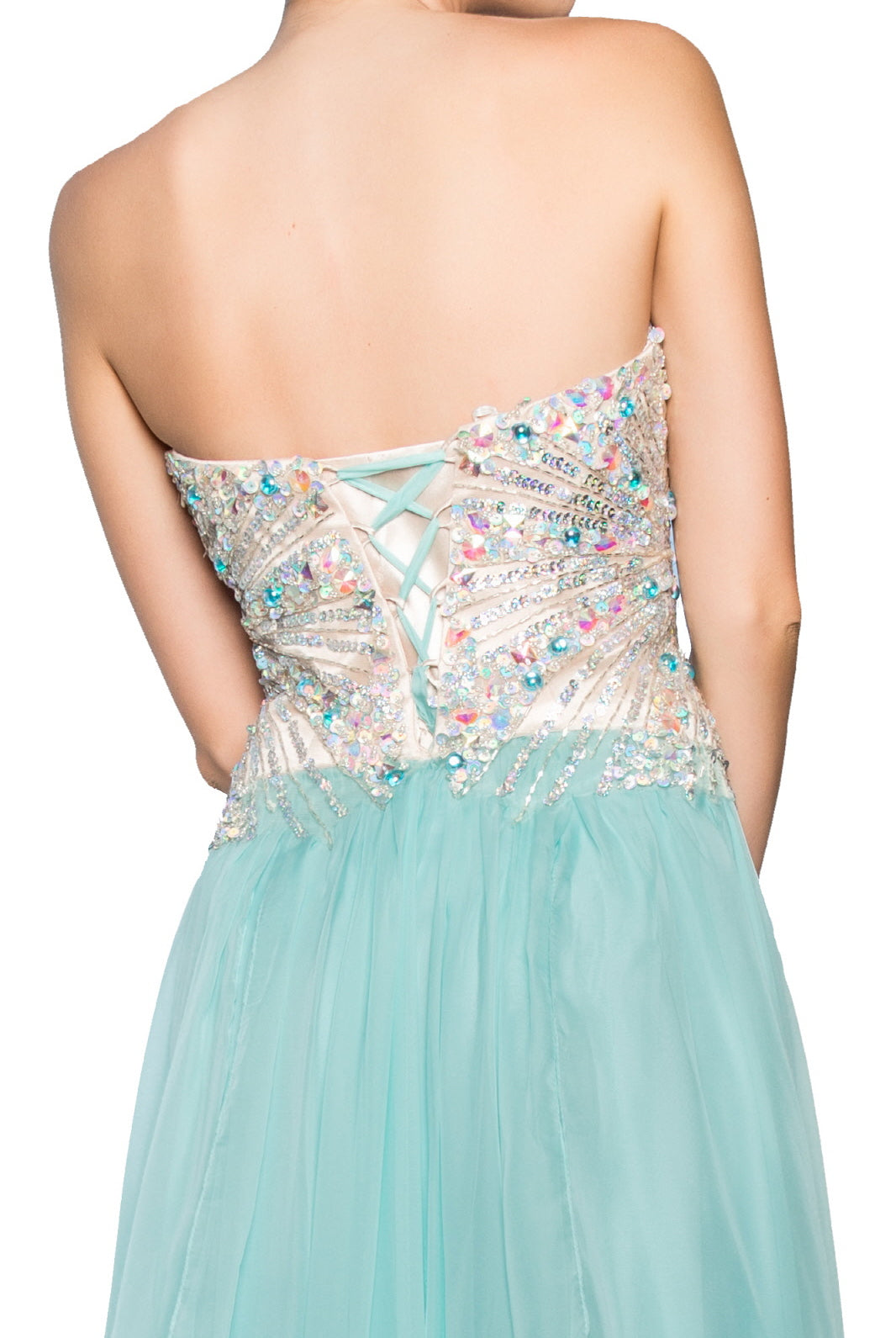 Strapless Sweetheart Chiffon Long Dress with Sequin Embellished Bodice GLGL2092-PROM-smcfashion.com