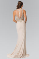 Mock Two-Piece Long Dress with Beaded Top GLGL2342-PROM-smcfashion.com