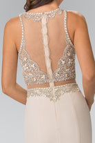 Mock Two-Piece Long Dress with Beaded Top GLGL2342-PROM-smcfashion.com