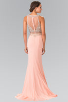 Mock Two-Piece Long Dress with Beaded Top GLGL2342-PROM-smcfashion.com