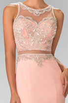 Mock Two-Piece Long Dress with Beaded Top GLGL2342-PROM-smcfashion.com