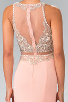 Mock Two-Piece Long Dress with Beaded Top GLGL2342-PROM-smcfashion.com
