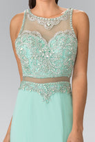 Mock Two-Piece Long Dress with Beaded Top GLGL2342-PROM-smcfashion.com