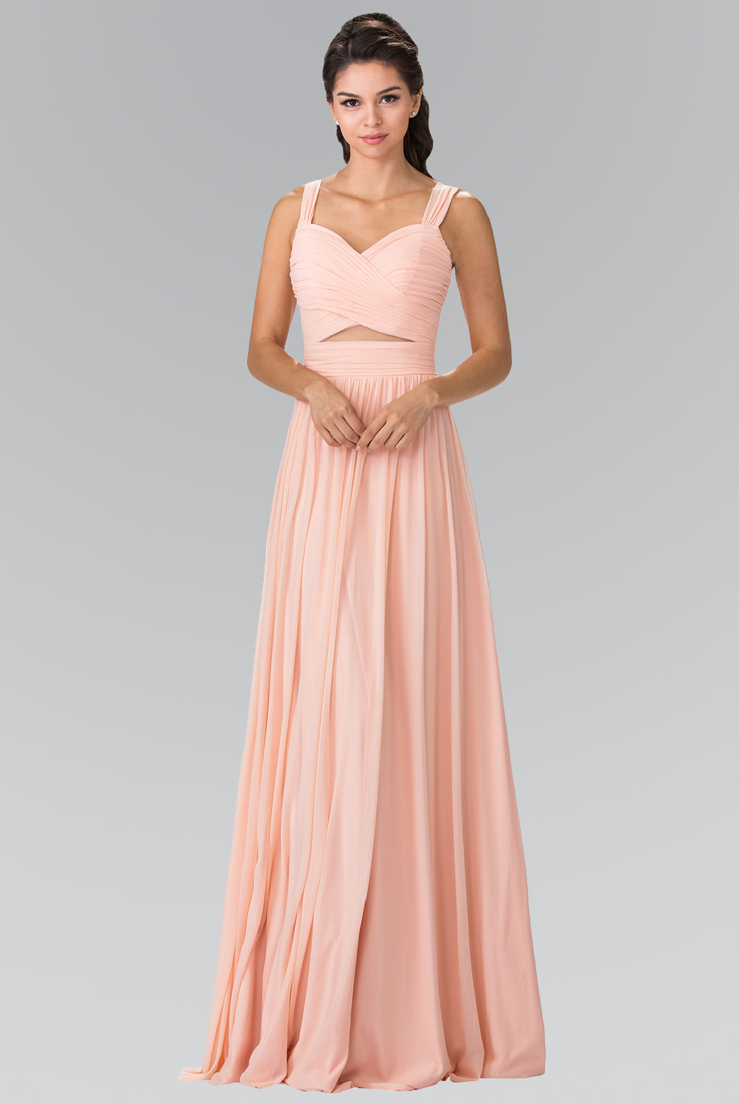 Pleated Bodice Bridesmaids Long Dress GLGL2366-PROM-smcfashion.com
