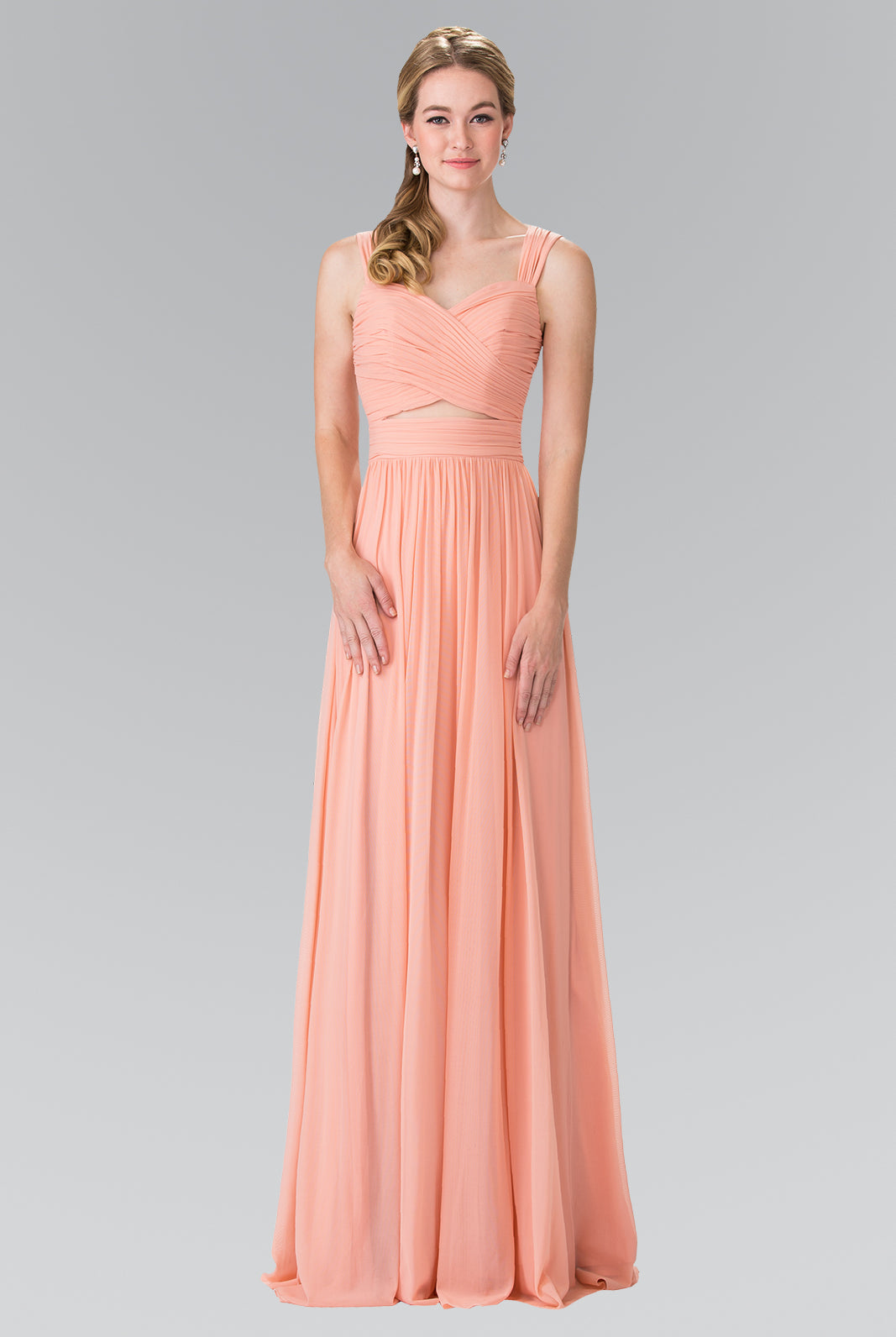 Pleated Bodice Bridesmaids Long Dress GLGL2366-PROM-smcfashion.com