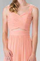 Pleated Bodice Bridesmaids Long Dress GLGL2366-PROM-smcfashion.com