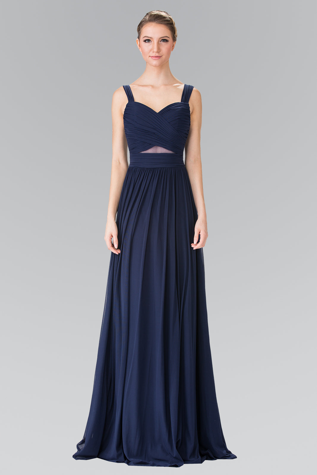 Pleated Bodice Bridesmaids Long Dress GLGL2366-PROM-smcfashion.com