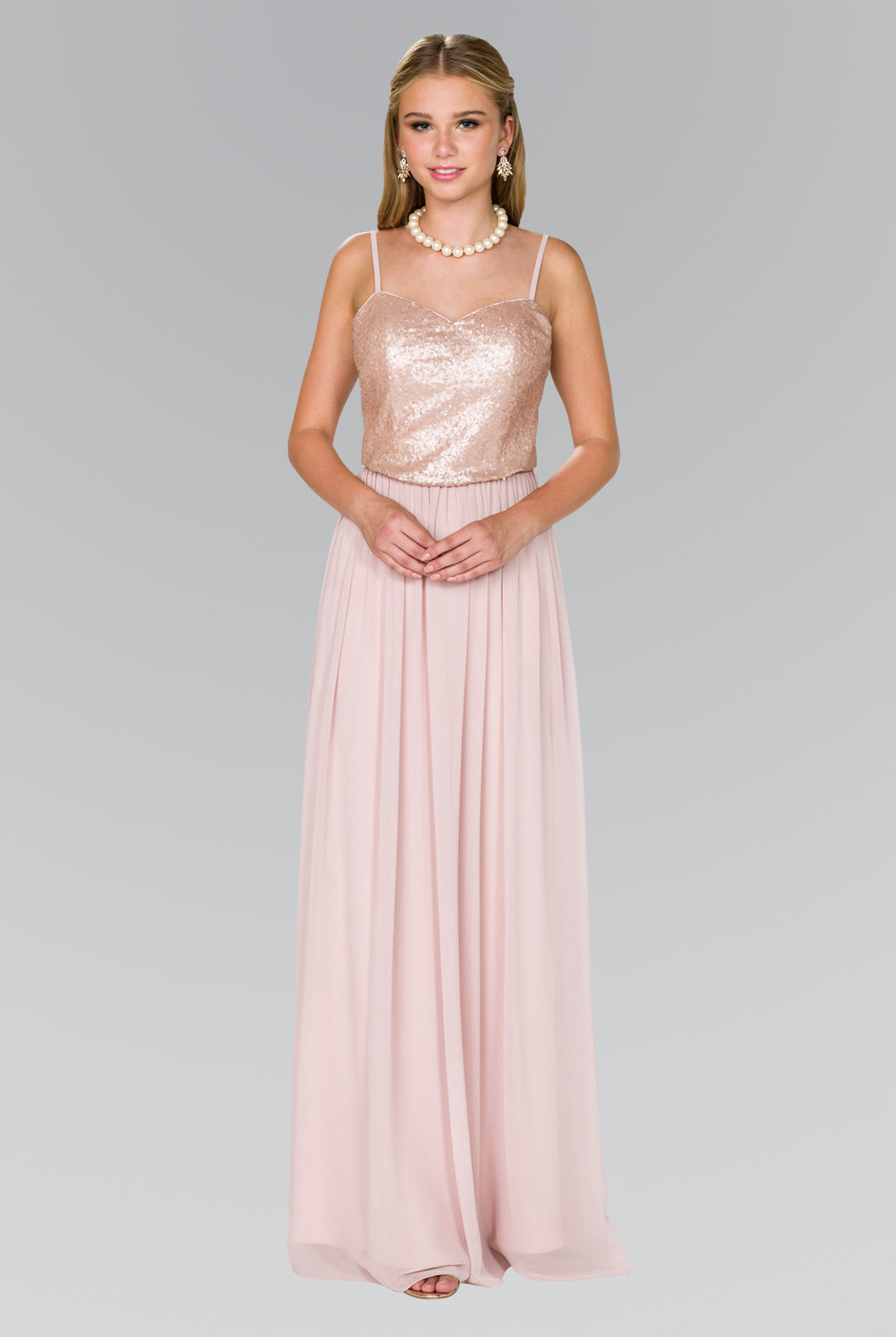 Full Sequin Top Chiffon Long Dress GLGL2416-PROM-smcfashion.com