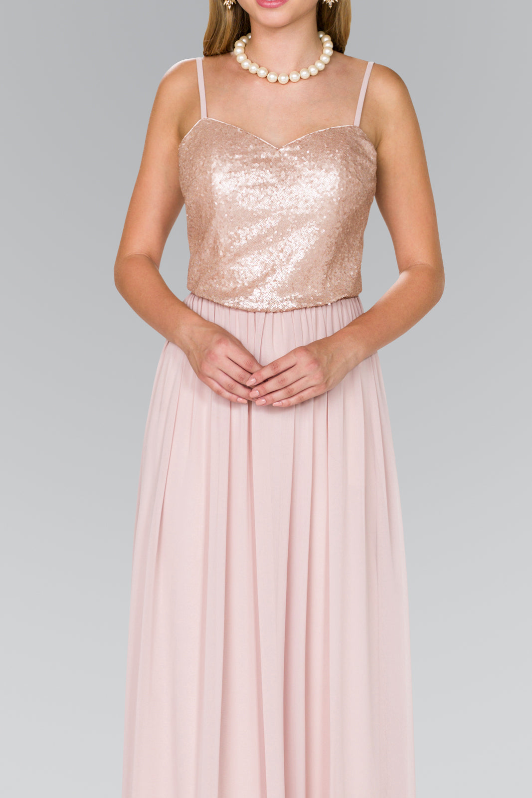 Full Sequin Top Chiffon Long Dress GLGL2416-PROM-smcfashion.com