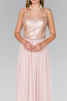 Full Sequin Top Chiffon Long Dress GLGL2416-PROM-smcfashion.com