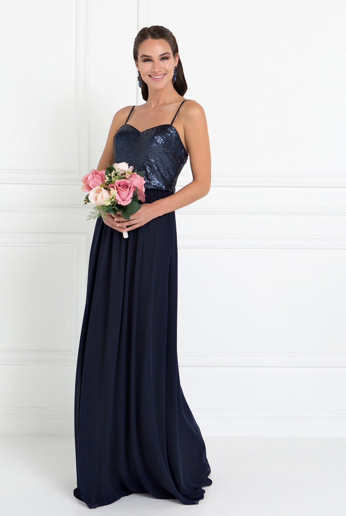 Full Sequin Top Chiffon Long Dress GLGL2416-PROM-smcfashion.com