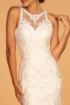 Cut-Out Back Embroidered Mesh Mermaid Wedding Gown GLGL2598-WEDDING GOWNS-smcfashion.com