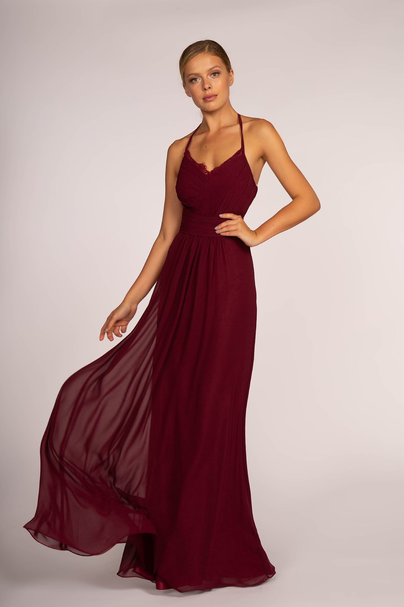 Halter Neck Chiffon Long Dress GLGL2606-BRIDESMAID-smcfashion.com