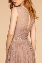 Jewel Embellished Waist Lace Long Dress GLGL2611-MOTHER OF BRIDE-smcfashion.com