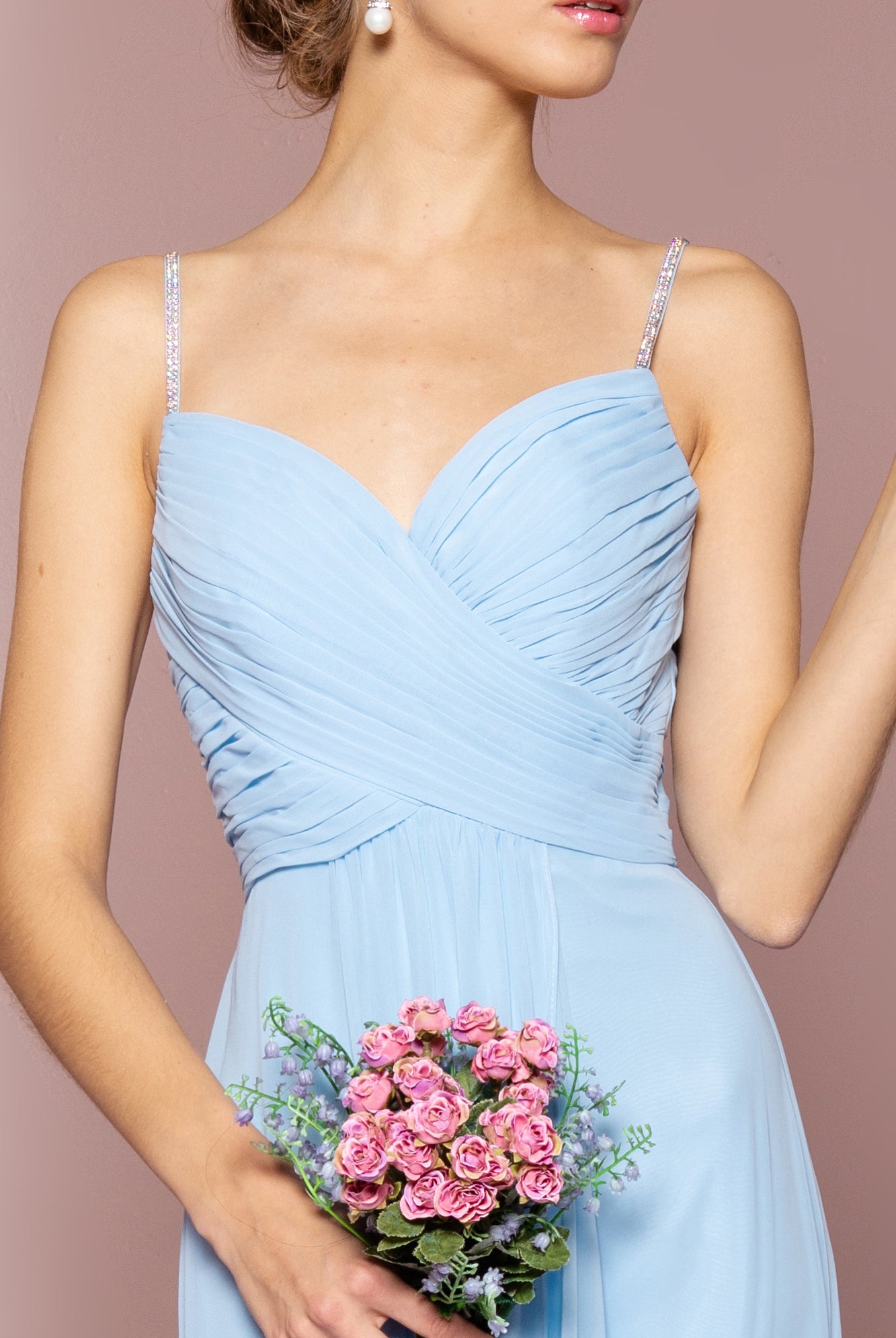 Chiffon Ruched Jewel Straps Long Prom Dress GLGL2666-PROM-smcfashion.com