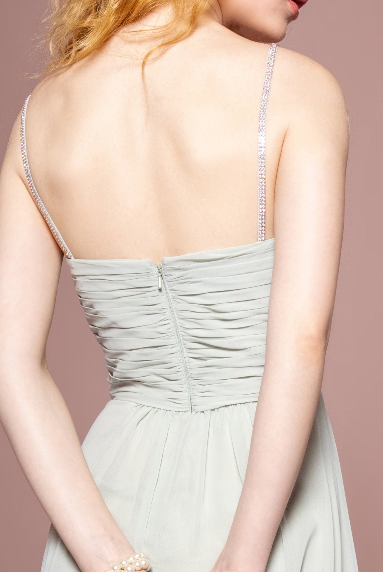 Chiffon Ruched Jewel Straps Long Prom Dress GLGL2666-PROM-smcfashion.com