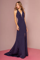 Rome Jersey Mermaid V-Neck Long Dress GLGL2668-PROM-smcfashion.com