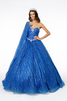 Jewel Embellished Bodice Glitter Mesh Ball Gown Glitter Mesh Cape GLGL2801-QUINCEANERA-smcfashion.com