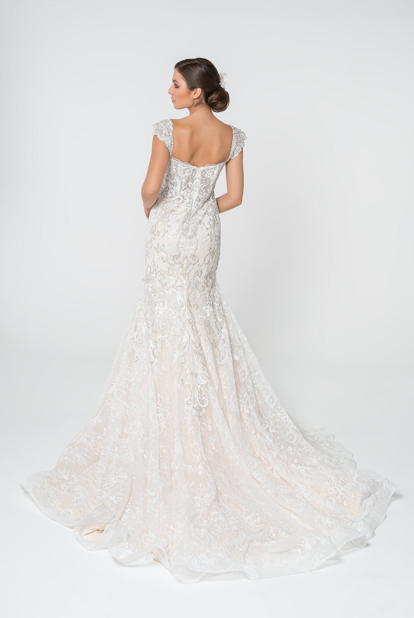 Jewel and Embroidery Embellished Mesh Wedding Gown GLGL2822-WEDDING GOWNS-smcfashion.com