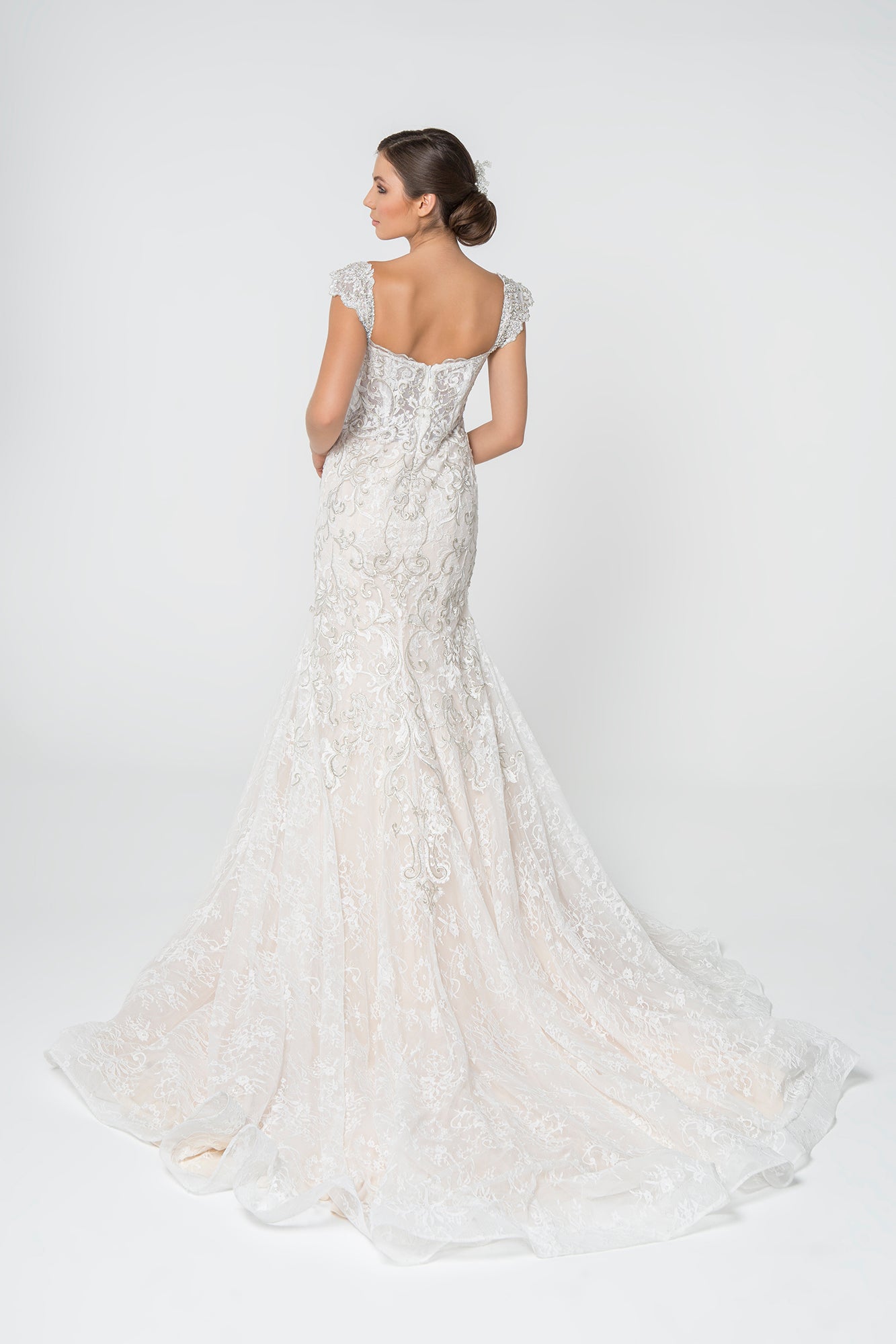 Jewel and Embroidery Embellished Mesh Wedding Gown GLGL2822-WEDDING GOWNS-smcfashion.com