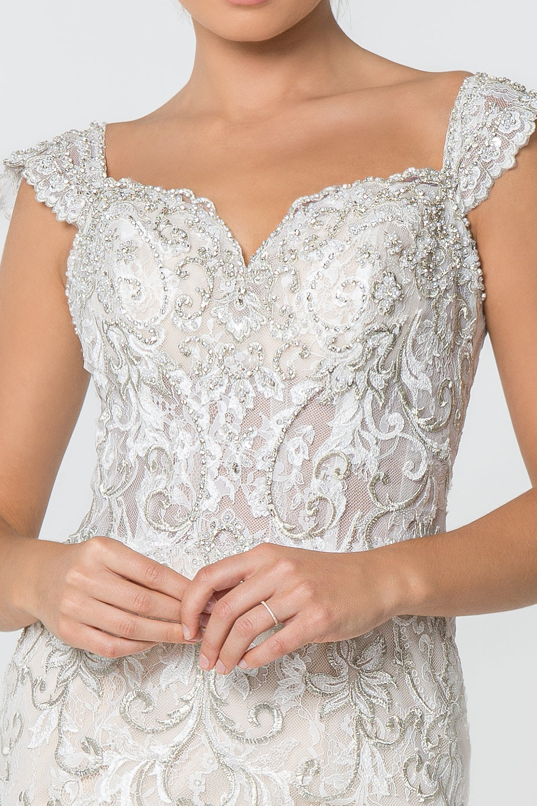 Jewel and Embroidery Embellished Mesh Wedding Gown GLGL2822-WEDDING GOWNS-smcfashion.com