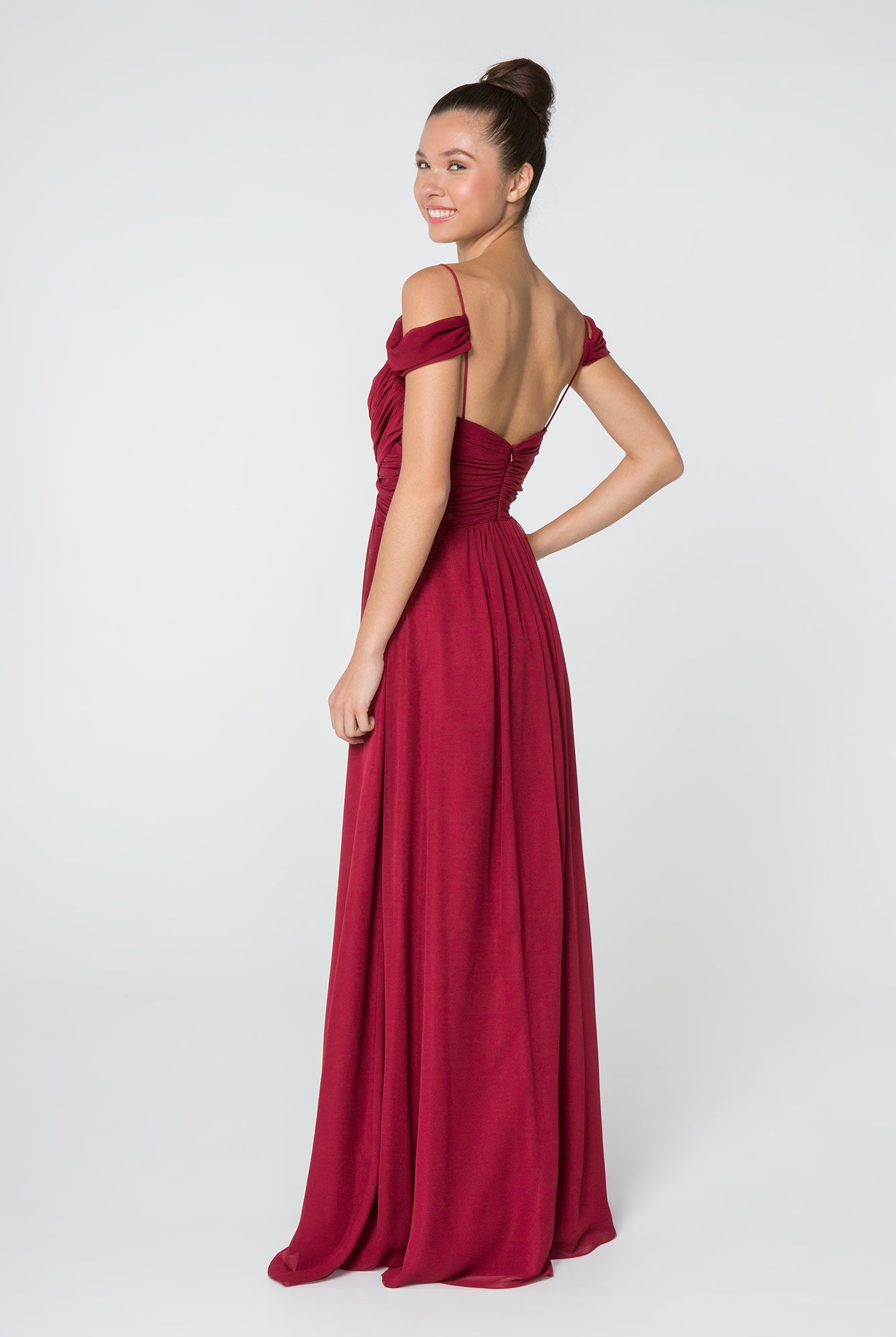 Chiffon Ruched Sweetheart Long Dress GLGL2824-BRIDESMAID-smcfashion.com