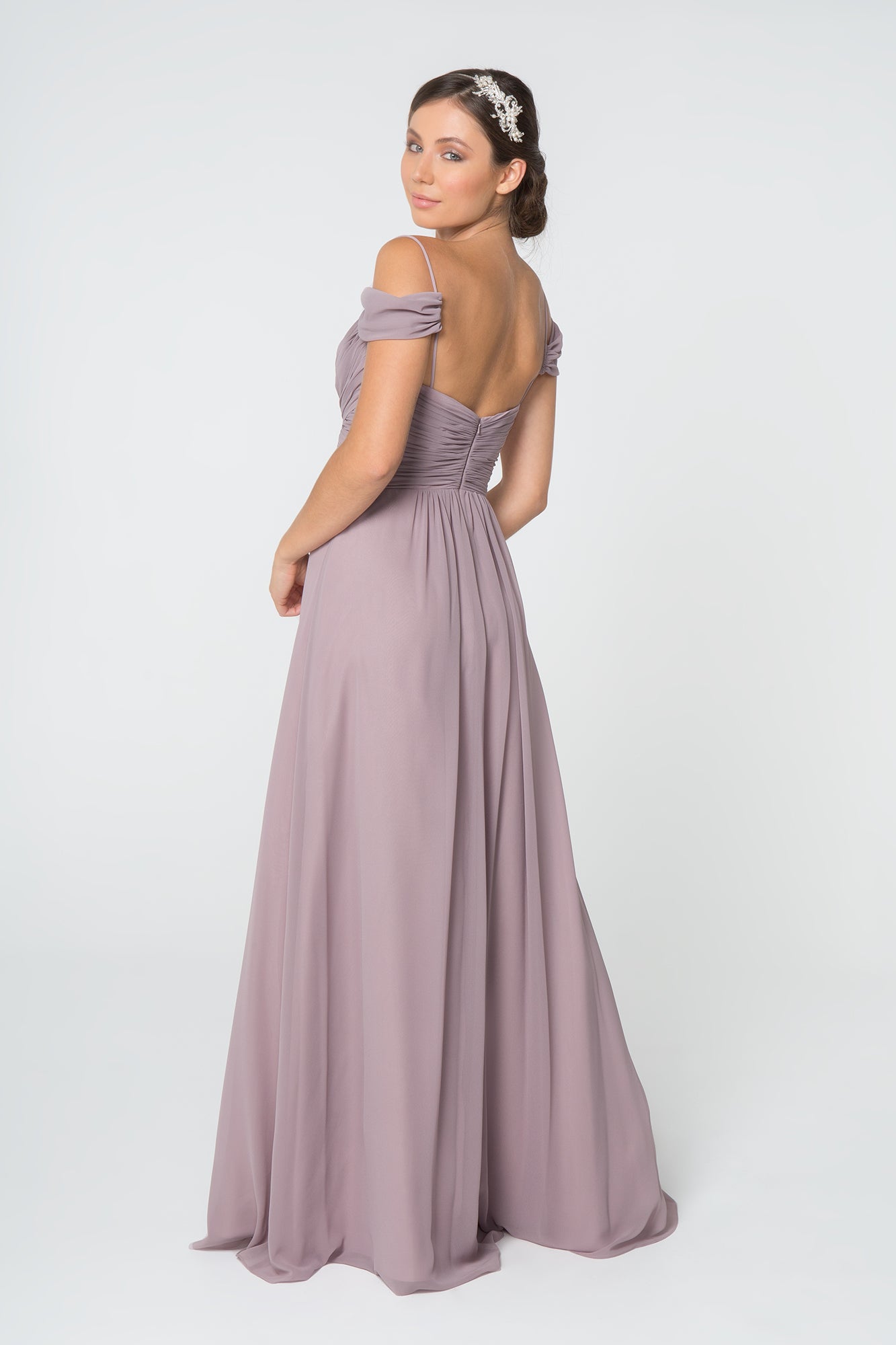 Chiffon Ruched Sweetheart Long Dress GLGL2824-BRIDESMAID-smcfashion.com